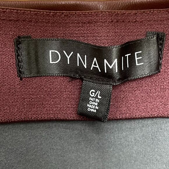 Dynamite Kylie Faux Leather Mini Skirt Dark Ruby Size L - Picture 4 of 5